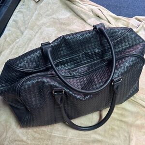 Black Woven Vegan Leather Men's Bag